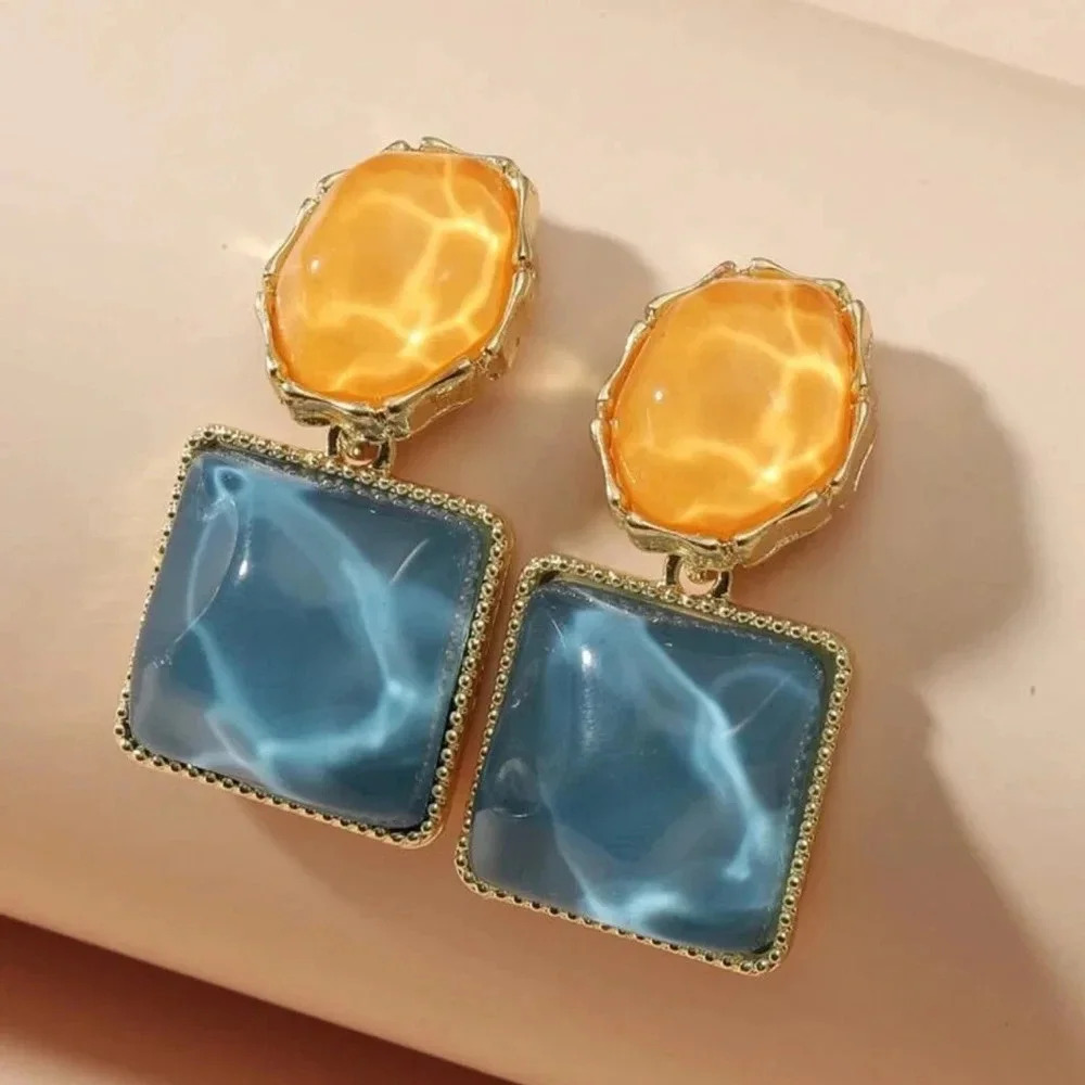 Brand New Blue Glamour Earrings Orange